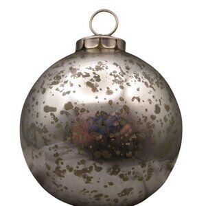 Vintage Mercury Style Silver Christmas Ornament Distressed Metal Cap GUC
